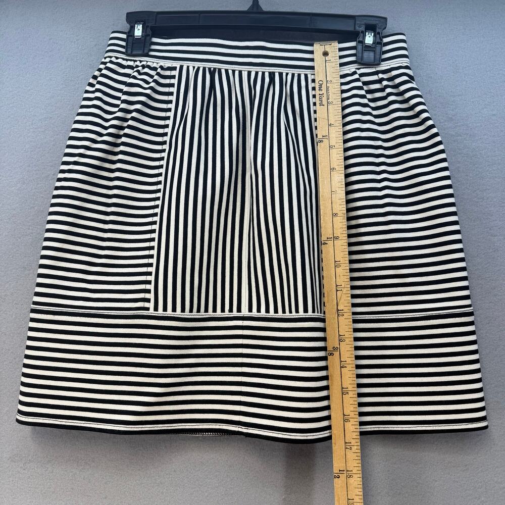 Madewell Women's Skirt Women's 2 Black White Striped Ponte Swivel Mini Preppy - Picture 8 of 9